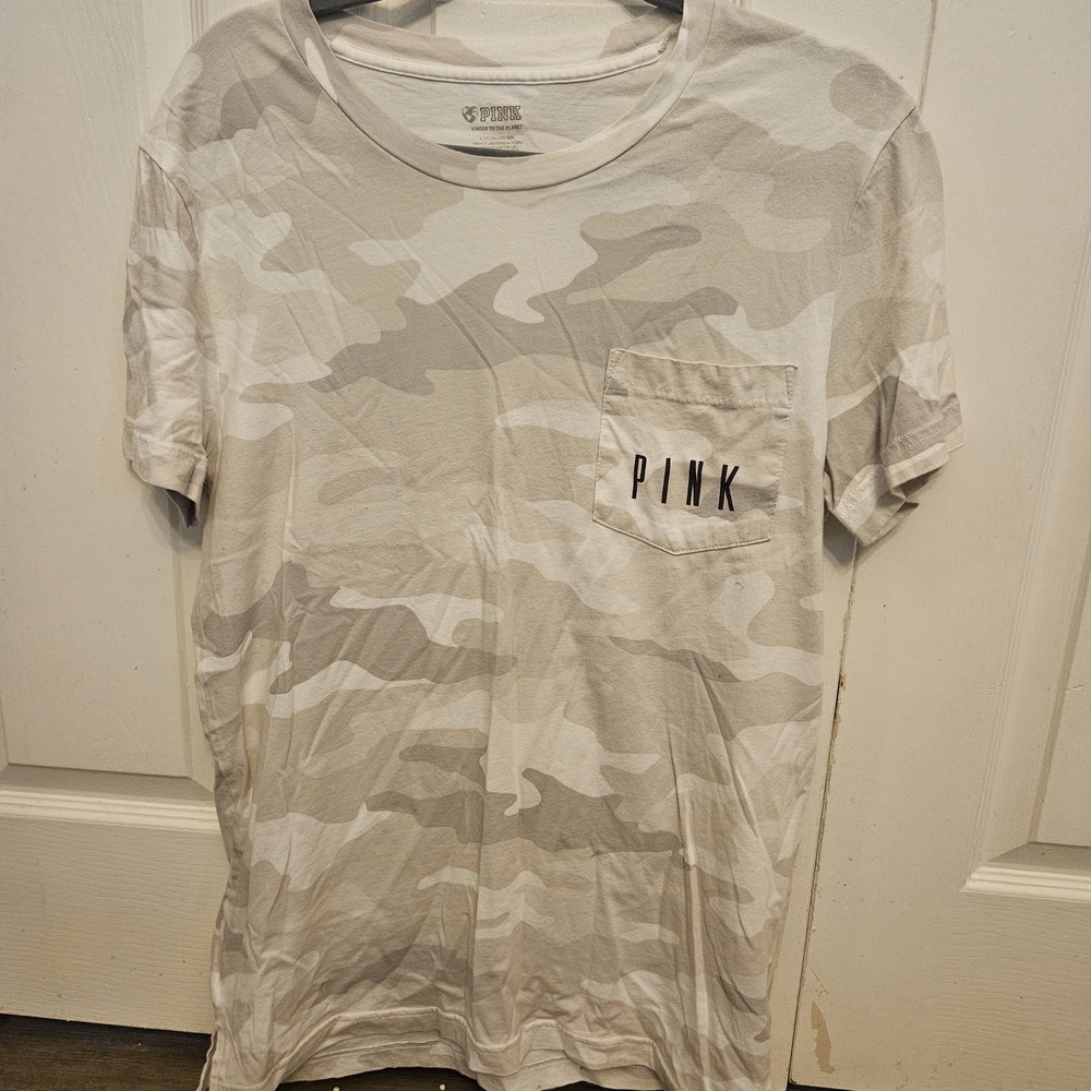 PINK Victoria's Secret Neutral Camouflage Pocket Tee
